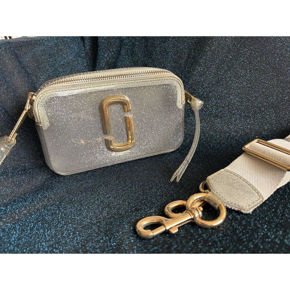 Marc Jacobs Glitter Jelly Snapshot Crossbody Camera Bag Taupe Clear Gold Hardwar - Picture 7 of 7